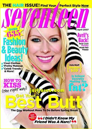 Avril Lavigne sulla copertina di Seventeen